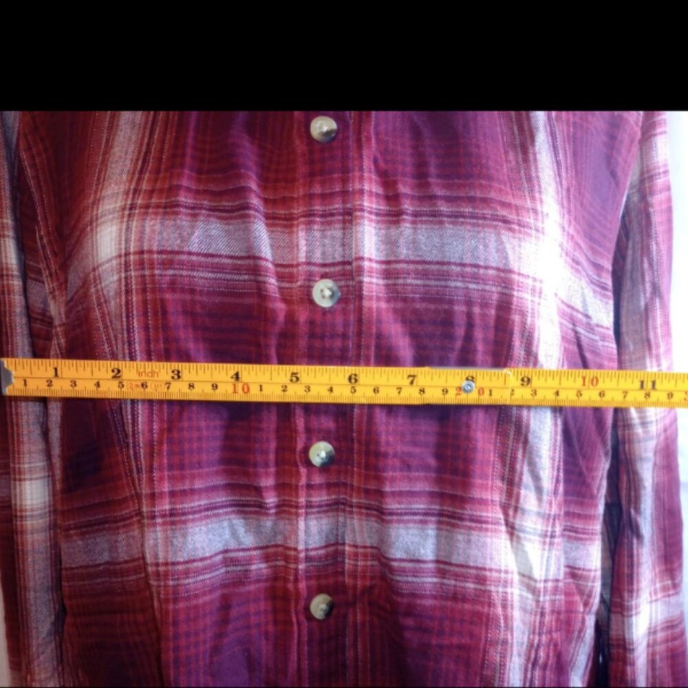 NWOT Jachs Girlfriend Red Plaid Flannel Button‑Up Shirt Womens Large Long Sleeve - Picture 9 of 10